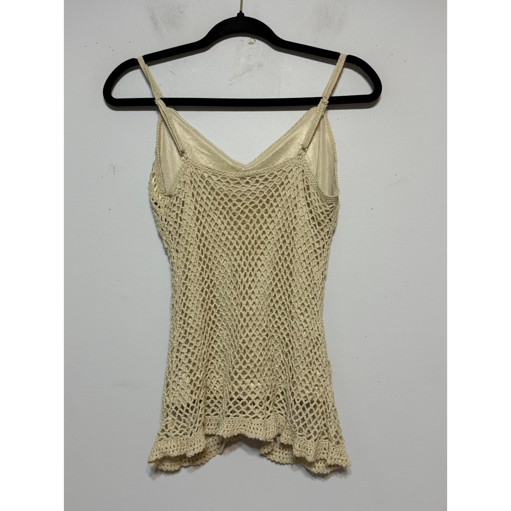Vintage Y2K Crochet Silk Blend Babydoll Tank Top Small Boho Fairycore Festival - Picture 4 of 8